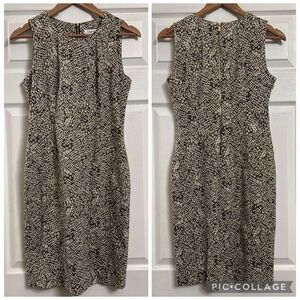 Calvin Klein Sheath Dress Womens Size 4 Sleeveless Print Stretch Career Office